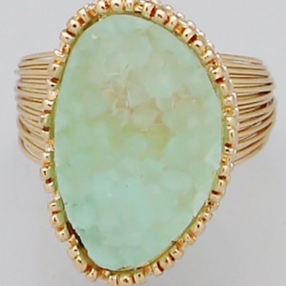 Simulated Druzy Adjustable Ring (Mint) - Picture 3 of 3